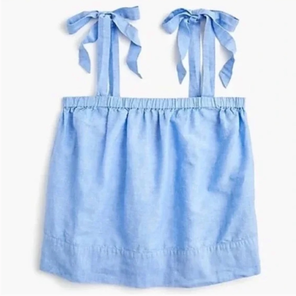 J. Crew linen blend tie shoulder top